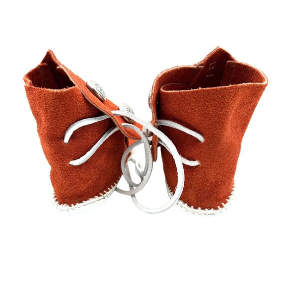 TAOS Handmade Suede Booties Red Rust Suede With Silver Conchos Size 13 Western - Picture 3 of 11